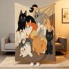 Cute and Adorable Cat-themed Flannel Printed Blanket Suitable for All Seasons Suitable for Living Room Office Sofa and Travel