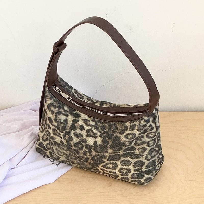 

2025 Korean Ins New Trend Fashionable Leopard Print Bag Retro Casual Niche Design Women s Commuting Dumpling коричневый