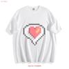 Star Valley Pixel Heart T Shirt Retro Love Design  Vintage Washed Breathable Versatile Top For Everyday Wear Slightly