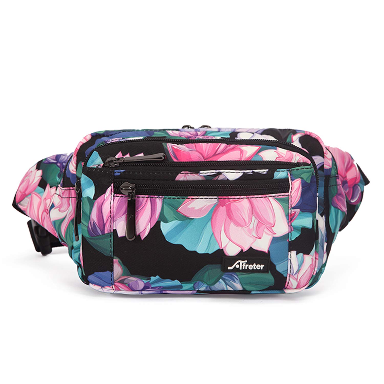 

FANDARE Стильная поясная многофункциональная поясная сумка через плечо кроссбоди легкая спортивная поясная сумка для мужчин и с дождевиком идеально подходит для улицы черная с цветочным принтом
