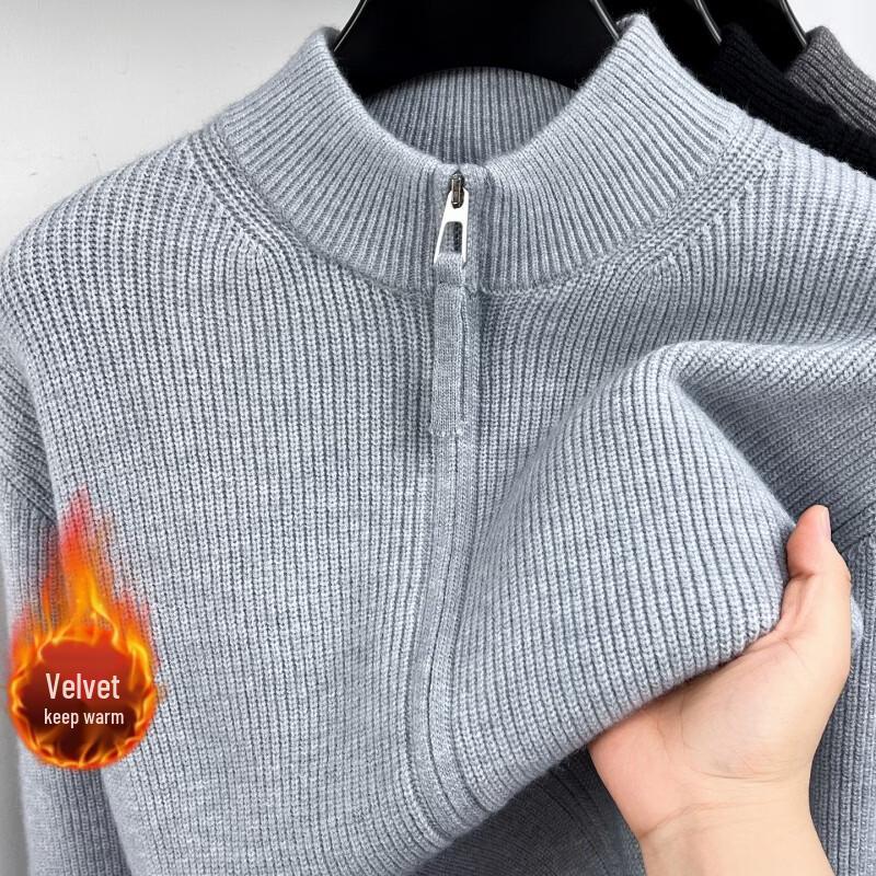 Hengyuanxiang Men's Thickened Zipper Knitted Cardigan