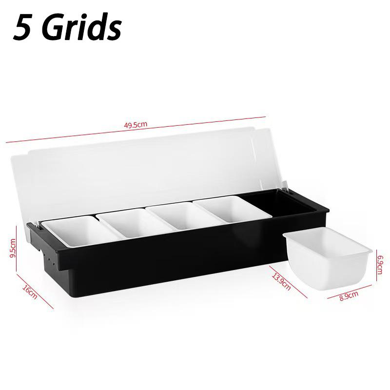 Fruit Box Condiment Container 4-6 Grids With Lid Large Capacity Bar Divided Fruits Bowl Household Seasonin Box Food Storage