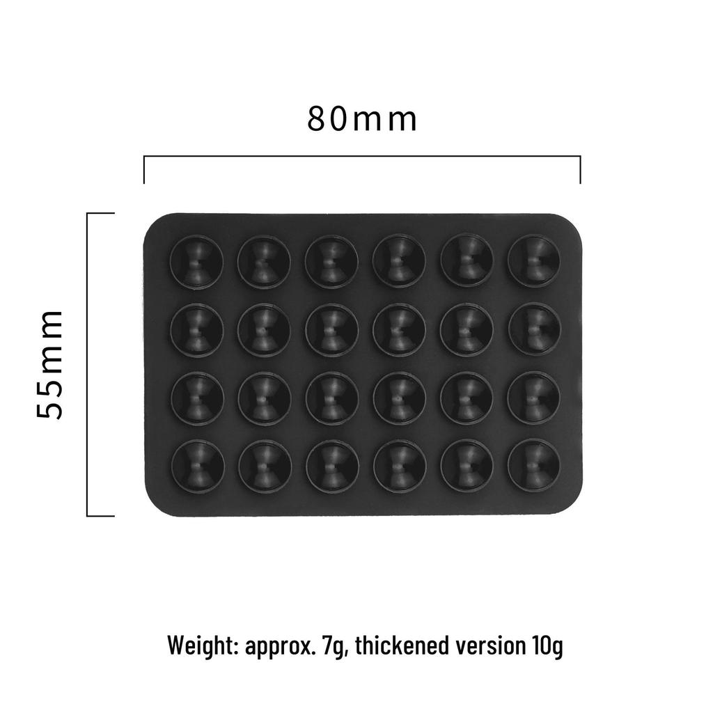 Black Silicone Anti-Slip Phone Stand: 24 Portable, Minimalist Suction Cup Stickers