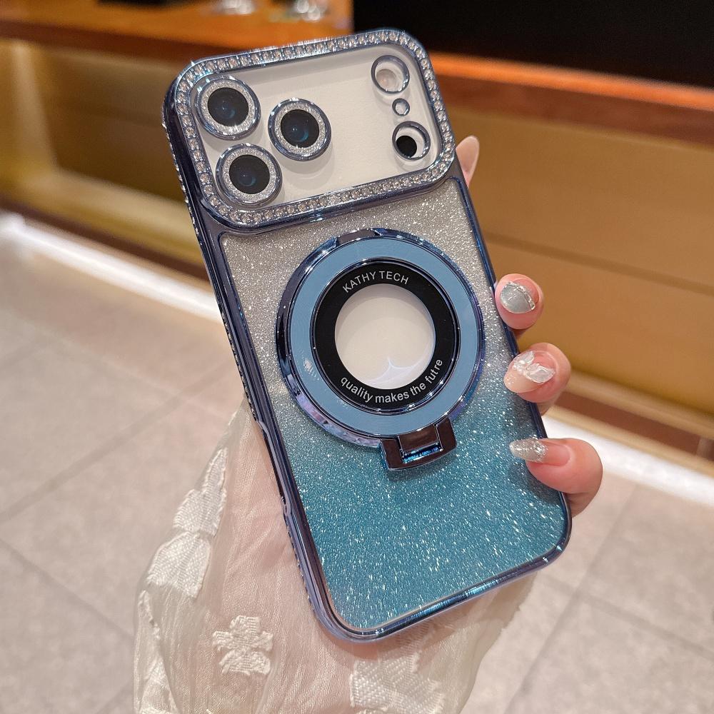 

Высококачественный Чехол со Стразами Блестками для IPhone 17 Air 16 15 14 Plus 13 12 11 Pro Max Магнитный Беспроводной Зарядный Держатель Чехол iPhone17 Pro Max синий