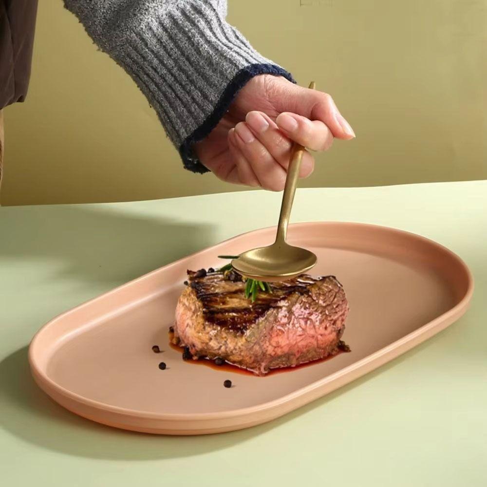 1Pcs New Stackable Fruit Plate Smooth Edge Oval Shaped Dessert Tray Reusable S/M/L Food Serving Tray for Home Kitchen