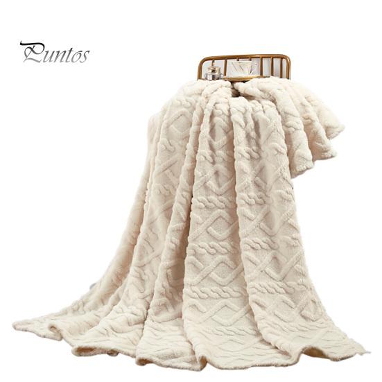Nap Throw Blanket Double-sided Solid Color Thick Plush Three-Dimensional Embossing Machine Washable Office Home Bed Sofa Travel Cozy Warm Winter