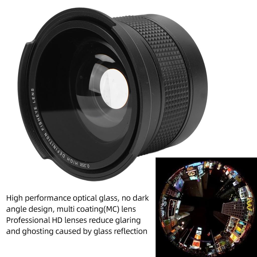 Fisheye Lens 0.35x Super Wide Angle Panoramic Macro 2 In 1 Detachable Lens AF IR Compatible Fisheye Lens Panoramic Fisheye Lens