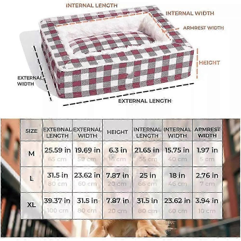 Soft tartan dog bed anti-anxiety cozy calming bed