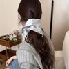 Korean-style Shiny Fabric Silvery Square Scarf Large Intestine Hair Tie for Women Low Ponytail Hair Rope
