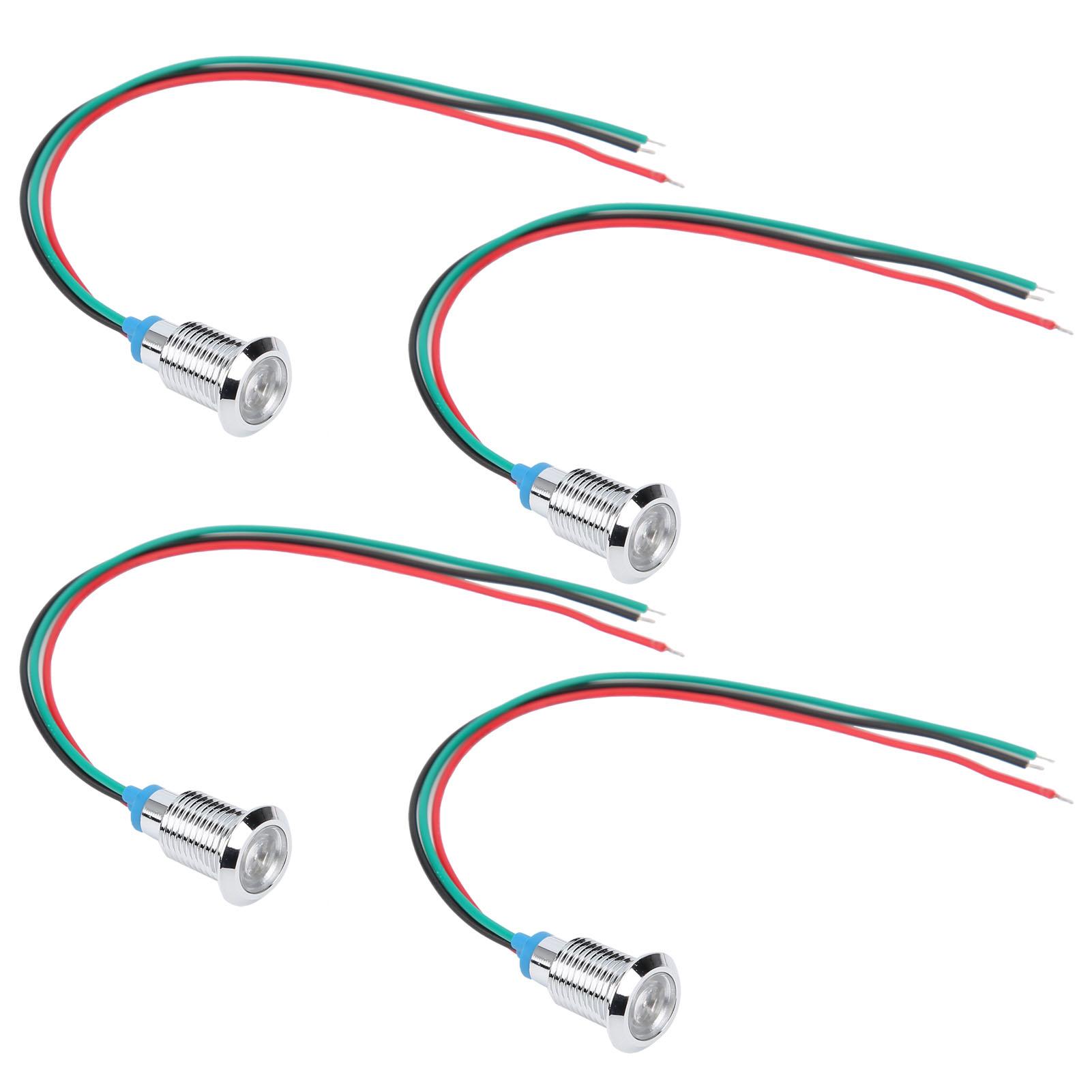 

4 комплекта предварительно смонтированных круглых светодиодов, водонепроницаемый двухцветный индикатор, общий анод 10 мм, 1224 В(Красный и зеленый )