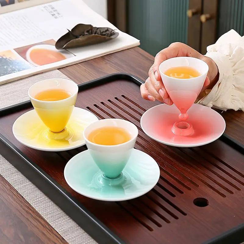 White Porcelain Kung Fu Tea Set - Mini Ceramic Cups for Zen Ceremony Home Decor & Personal Use Handmade Tea Drinking Accessories