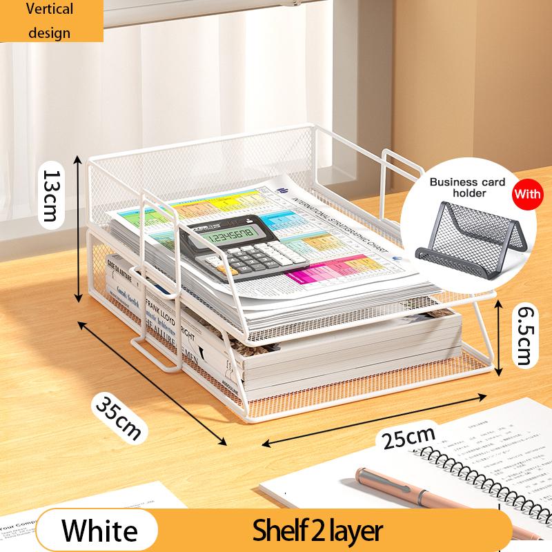4 Tier Desk Organizer - Stackable Paper Tray, Paper File Organizer for Desk, 5 Trays Mesh Stackable Paper Tray Desktop Document