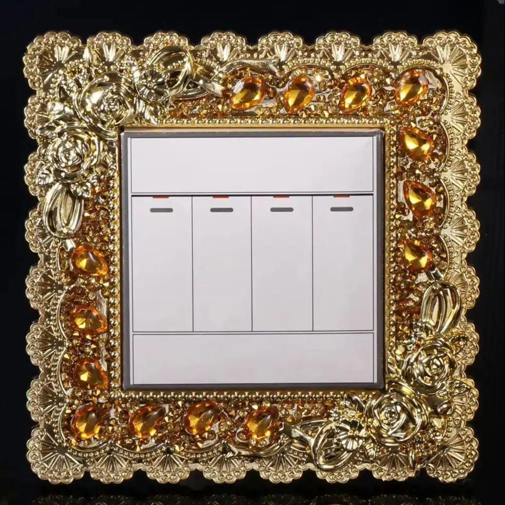 

1 шт. Настенная панель в европейском стиле с золотыми ромбами, крышка для выключателя, декоративная тарелка для дома, кухни, для Хэллоуина, Рождества