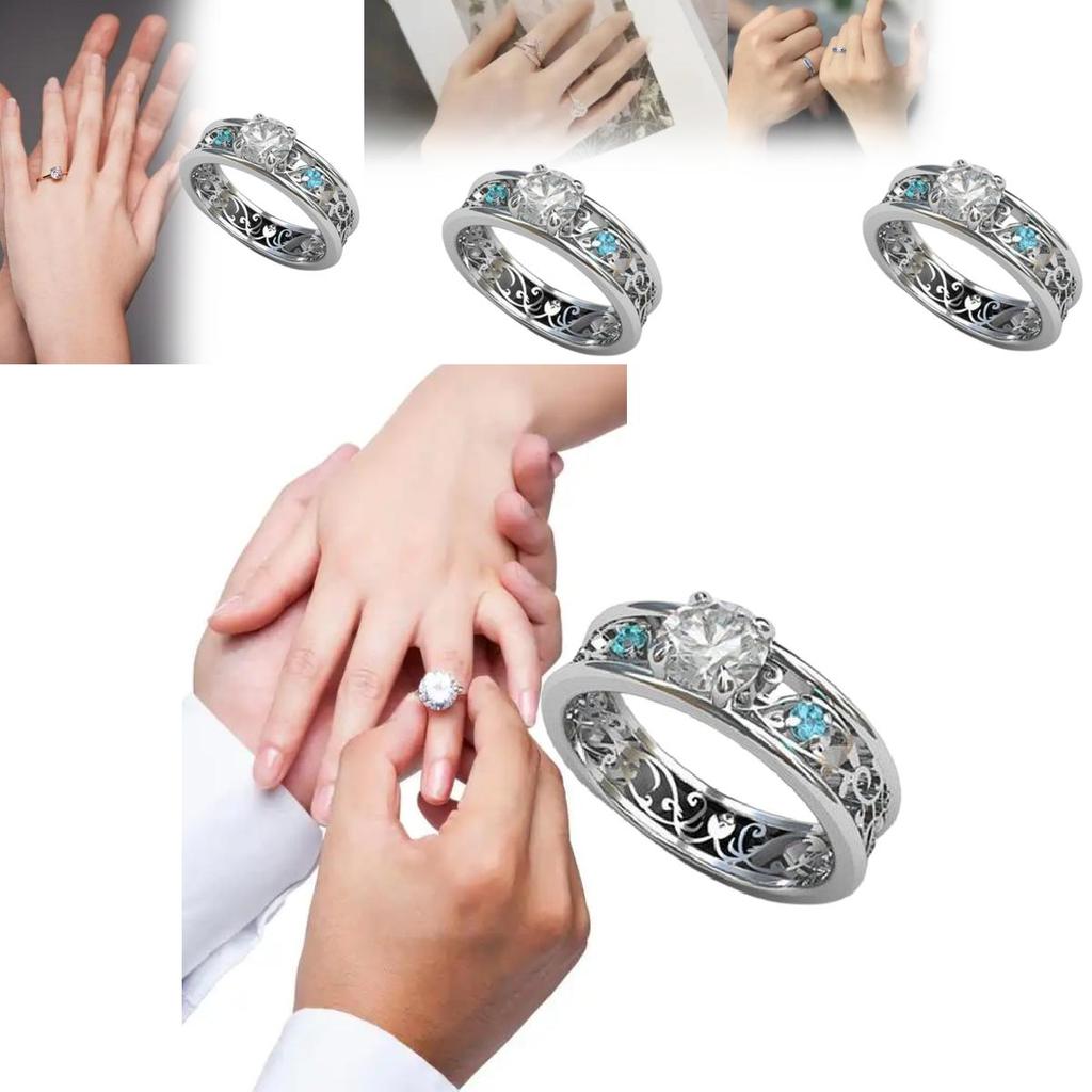 European Style Brass And Steel Geometric Ring With Blue Sapphire Decorative Jewelry