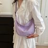 Borsa a Spalla da Donna a Forma di Raviolo Chiusura con Cerniera con Ciondolo Grande Capacità Tracolla Regolabile Colore Solido Pendolare Viaggio Borsa a Spalla