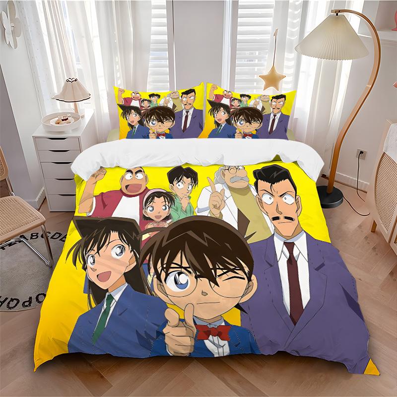 Detective Conan Mystery Print 3Pcs Bedding Setduvet Cover With 2 Bedropillowcase Home Birthday Gift