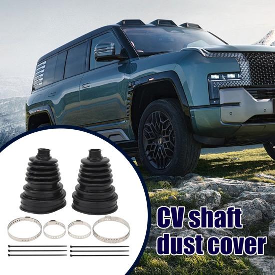 2Pcs CV Joint Dust Cover Set with 4 Stainless Steel Clamps 6 Cable Ties Silicone Waterproof Dustproof Axle