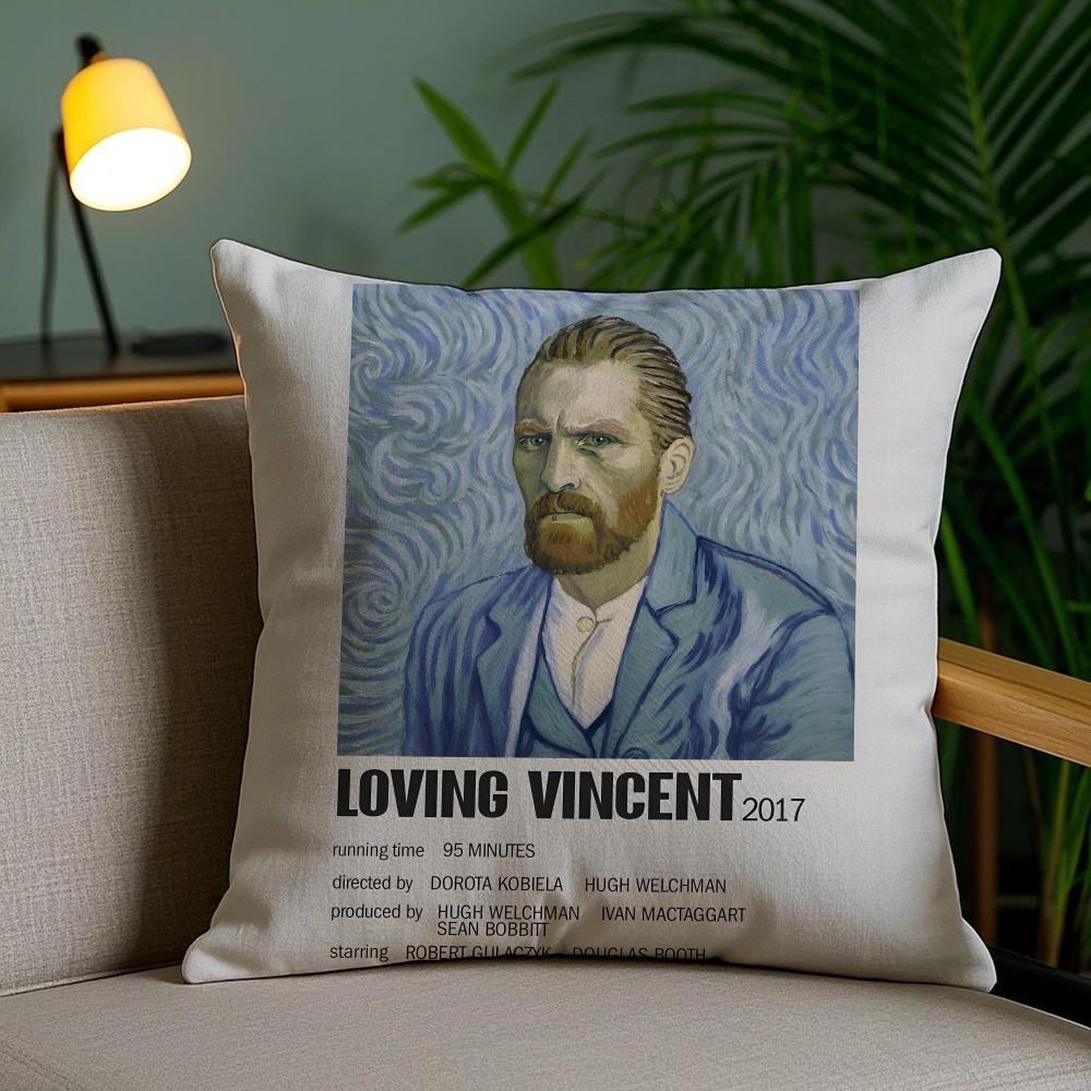 Van GGogh Art Cushion Cover Plush Fabric DoubleSided Printed Invisible Zipper Sofa Pillow Case Home Bedroom Decor
