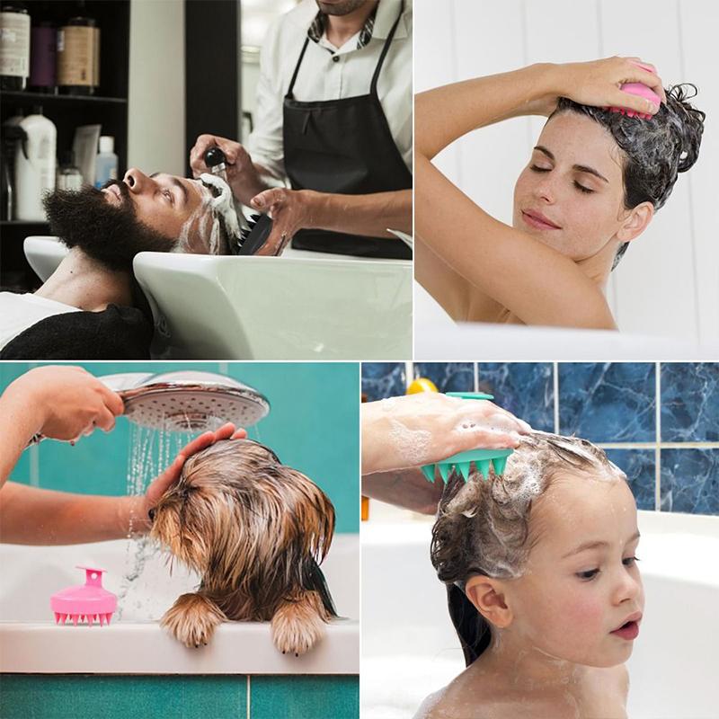 Silicone Shampoo Brush Head Scalp Massage Comb Clean The Scalp Thoroughly Body Massage Brush Bath Brush Salon Hairdressing Tool