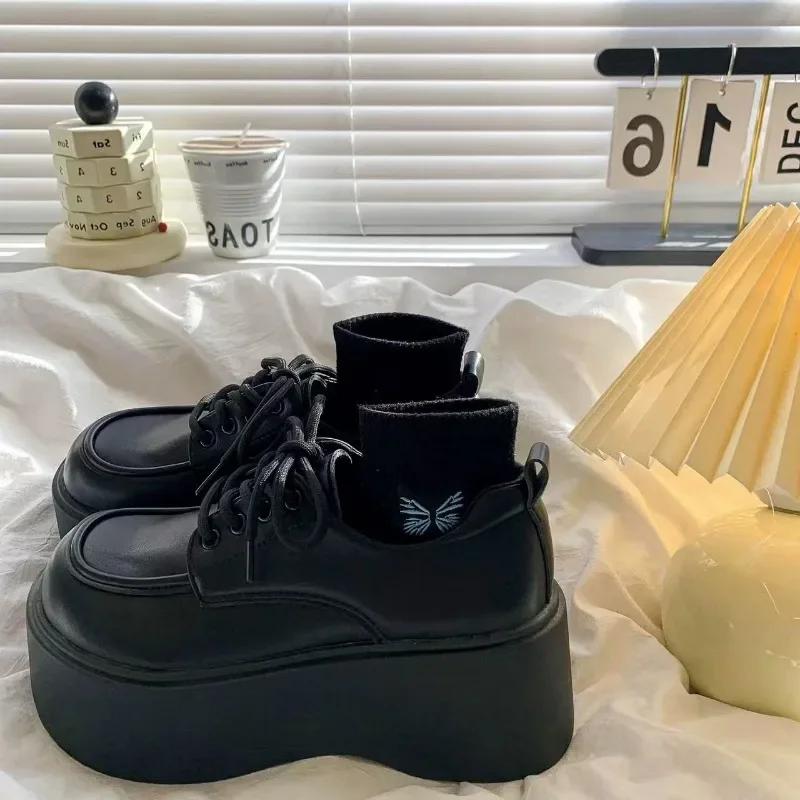 Fashion Elegant Woman Heeled Shoes 2025 Front Lace-up Women's High Heels Fashion Round Head Outdoor Slip-Resistant Casual Platform Pumps