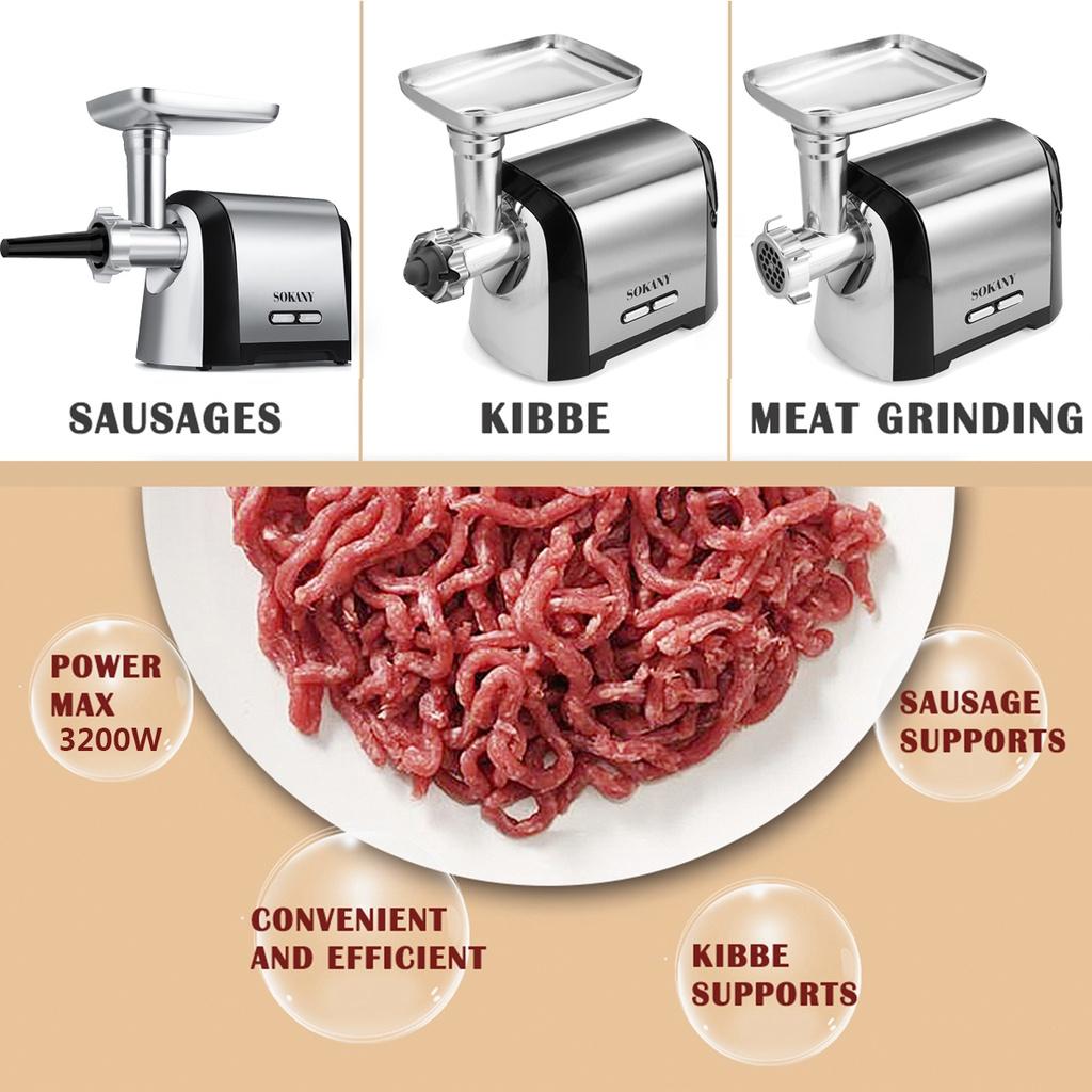 3200W Vysoce výkonný kráječ plnička výrobník klobás Elektrický kráječ masa Elektrický sekáček mlýnek Nerezová ocel Elektrický mlýnek na maso
