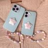 Blue Phone Protective Cover Case with Pearl Handstrap for iPhone 11/12/13/14/15/16 Pro/ Pro Max
