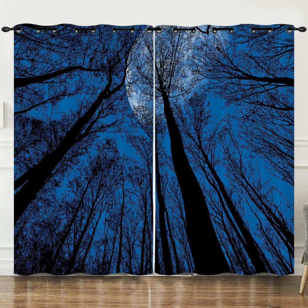 Шторы Закат Закатный Пейзаж 3D Цифровая Печать Блэкаут Штора Перфорированная Эркер Гостиная 2pcs*97cm*114cm*2