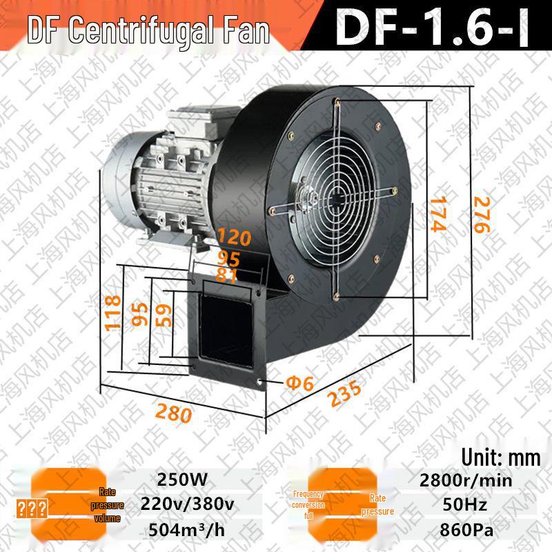 DF High-Temperature Resistant Multi-Blade Centrifugal Fan, 220V/380V, Low Noise Kitchen Smoke & Dust Exhaust Blower