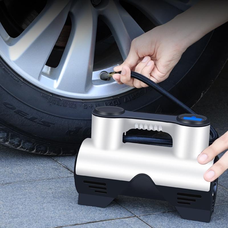 Wireless Air Compressor for Basketball Car Tire Inflator 12V/120W Portable Electric Pump with Analog Pressure Gauge