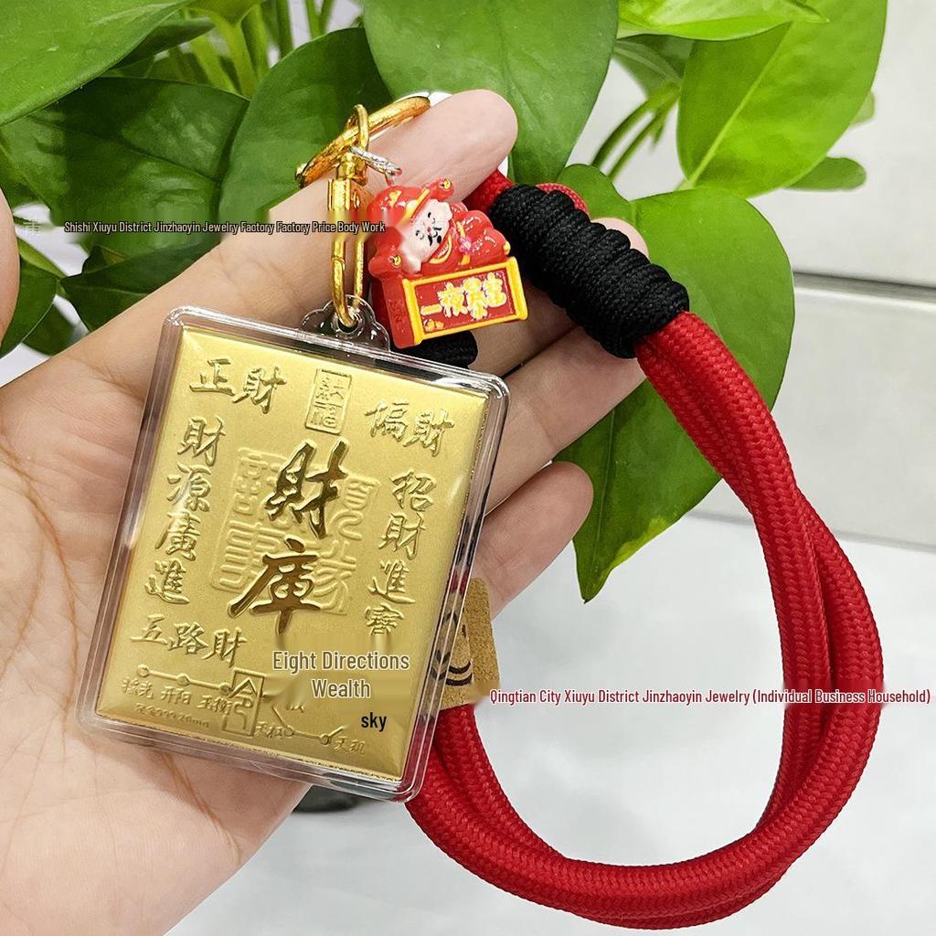 Pure Gold Wealth Vault Mobile Charm: Lucky Gold Bag Keychain