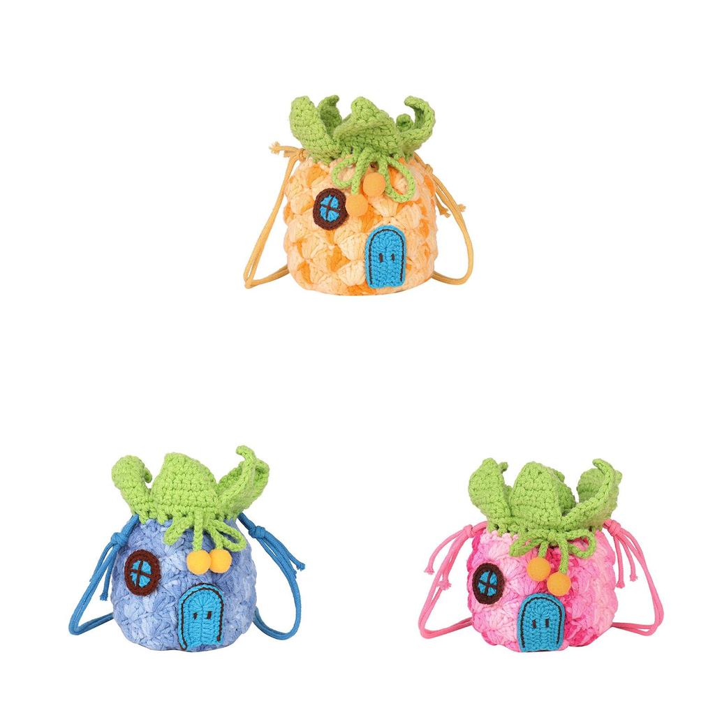 Mini Knit Pineapple Crossbody Bag With Flap Closure For Casual Daily Use