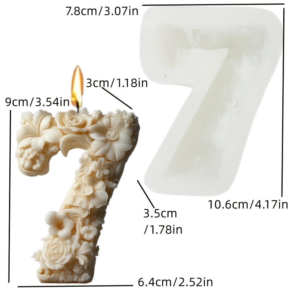 

2D Number 7 Shape Candle Silicone Mould Arabic numerals 3 Resin Mold Peony Flower Relief Digital Shape Rose Flower Gypsum Molds