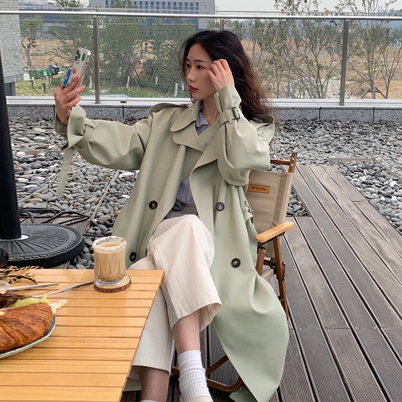 Spring and Autumn New Korean Style Windbreaker Women's Mid-Length Small Jacket