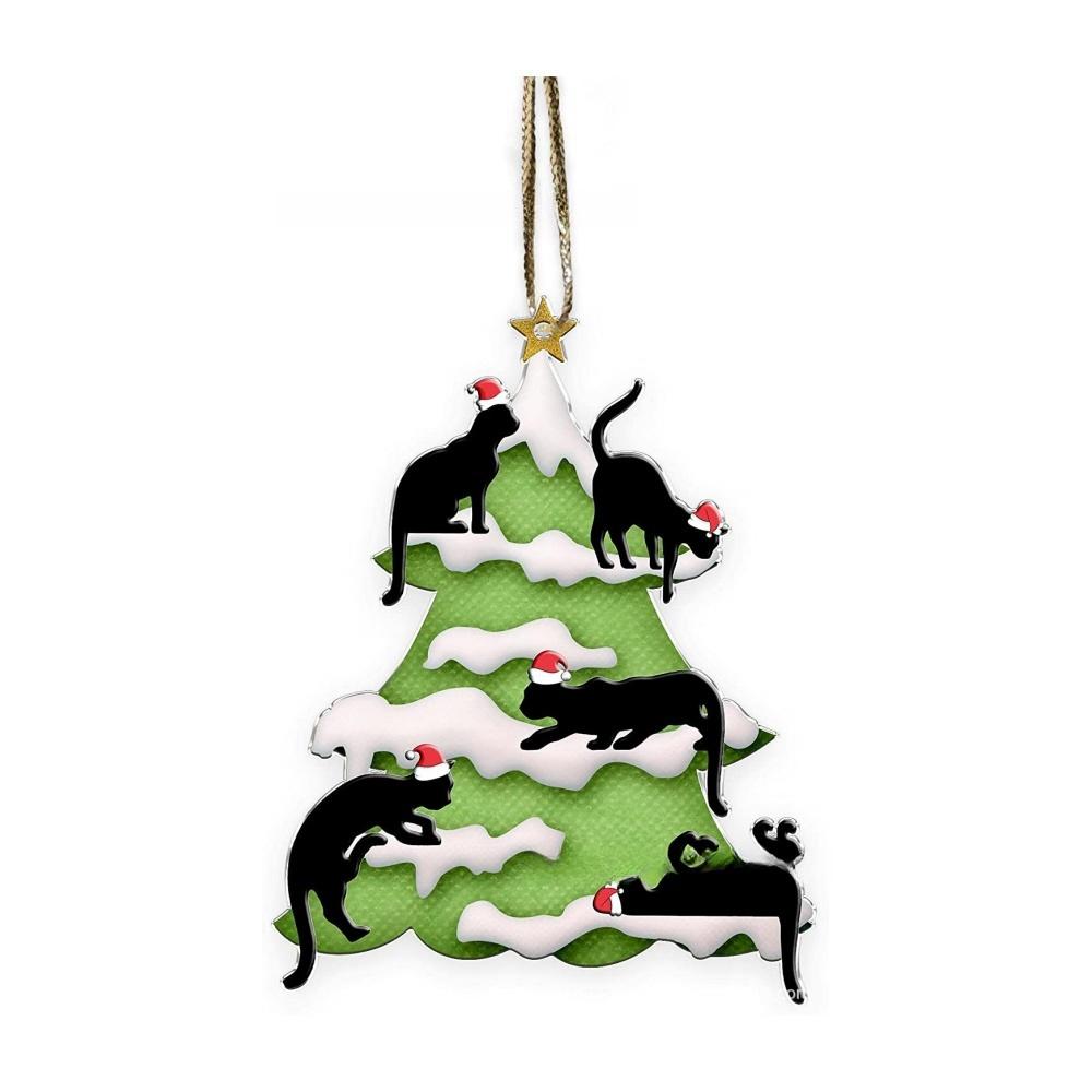 2025 Weihnachts-Kugel-Katzen-Ornament 2D Acryl Lustige Katzen-Ornamente Weihnachtsbaum Katze Hängende Dekorationen Haus Party Weihnachten Deko