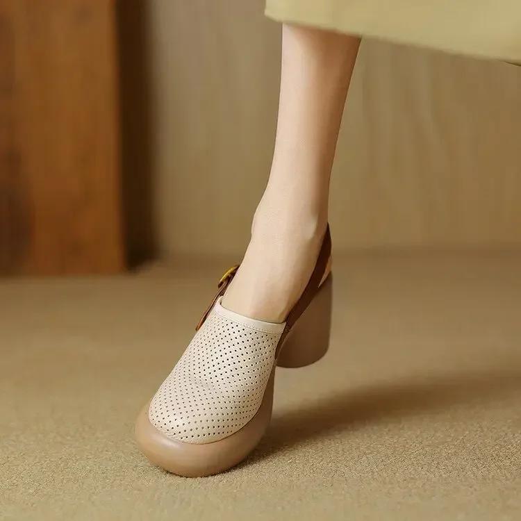 

2024 Новые Роскошные Женские Сандалии Летние Средние Каблуки Массивные Повседневные Дизайнерские Туфли-Лодочки Мюли Дышащая Обувь Zapatos Женские 39 белый