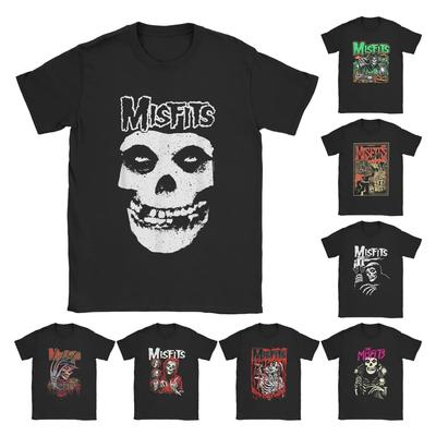 Misfits Skull Gothic Harajuku Men's T Shirt Hip Hop Punk Skull Y2K Vintage Tee Shirt Short Sleeve Round Neck T-Shirts Cotton New