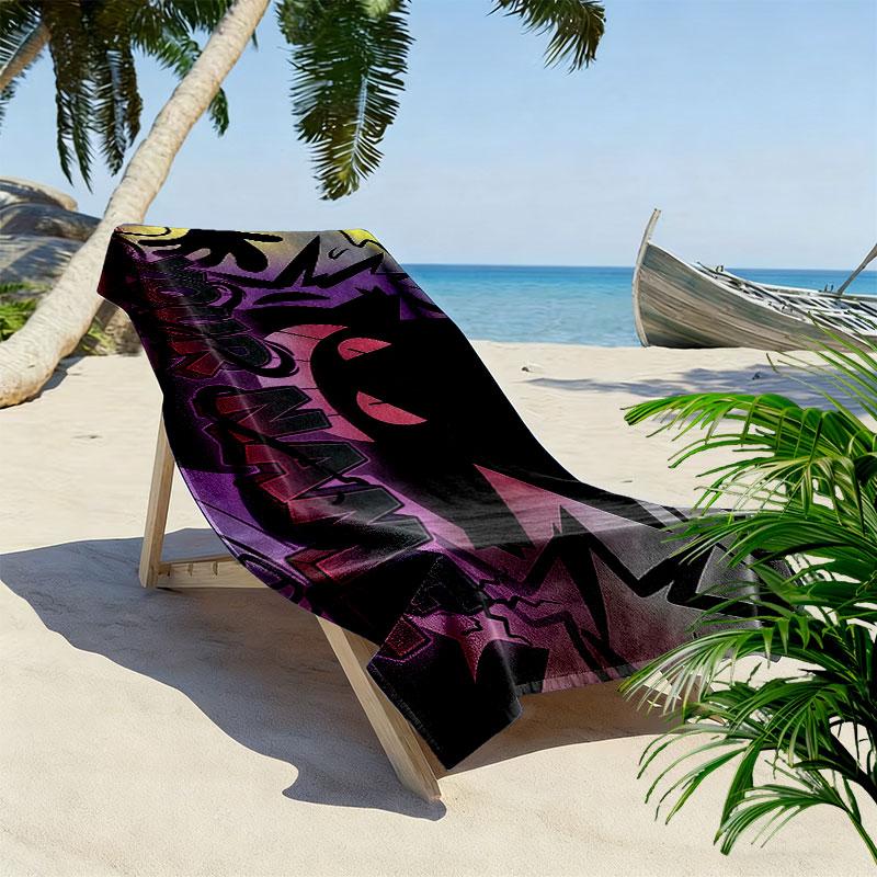 Gengar Print Beach Towel, Large Soft Quick Dry Towel for Beach Camping Swimming