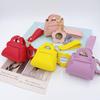 Korean Leather Handbag Keychain with Mini Mirror and Pouch Charm