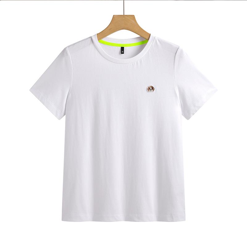 Women's Short Sleeve Embroidered T-shirt - Spring/Summer 2025 Korean Style Slim Fit