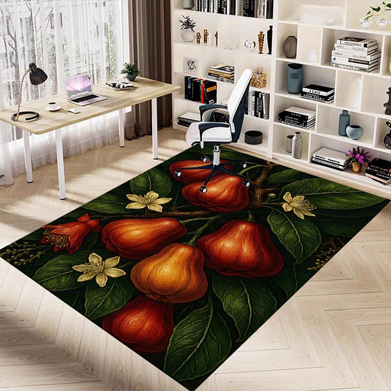 1PC Red Fruits Flowers Extra Large Non-Slip Floor Carpet, Office, Family, Bedroom, Studio - Large Area Rug Indoor Rugs, Vibrant Colors-A281