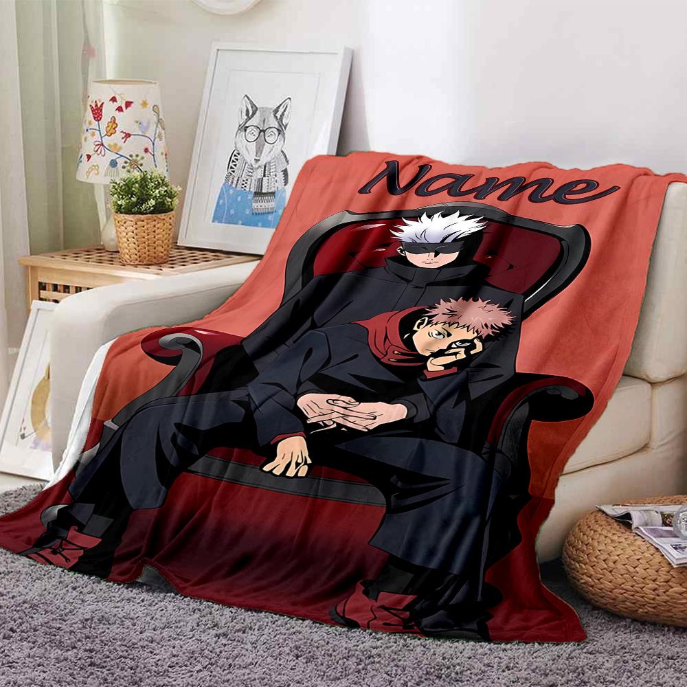 Customiz Name Personality Jujutsu Kaisen Blanket Soft &Warm Sofa Office Bed Travel Lunch Break Blanket, Gift Suitable All Seasons