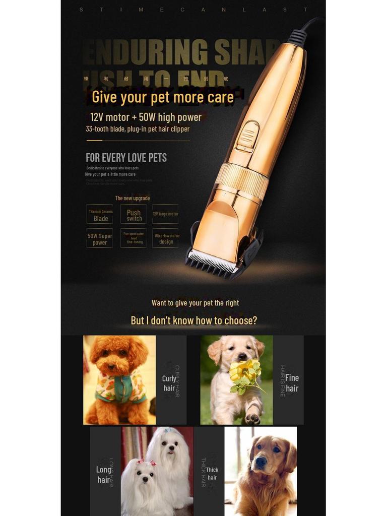 Electric Pet Hair Clipper 9919 for Dogs and Long-Haired Rabbits - Golden Retriever Plug-in Shaver