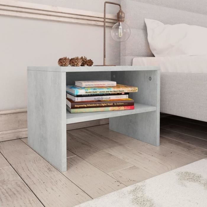 Table de chevet - vidaXL - Gris béton - 40 x 30 x 30 cm - Bois d'ingénierie - 1 compartiment ouvert