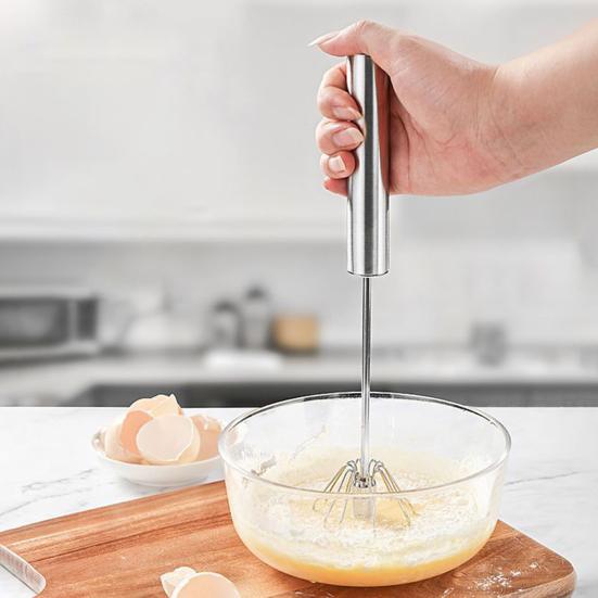 Egg Beating Device Stainless Steel Semi-automatic Egg Beater Ergonomic Handle No Batteries Needed Kitchen Essential