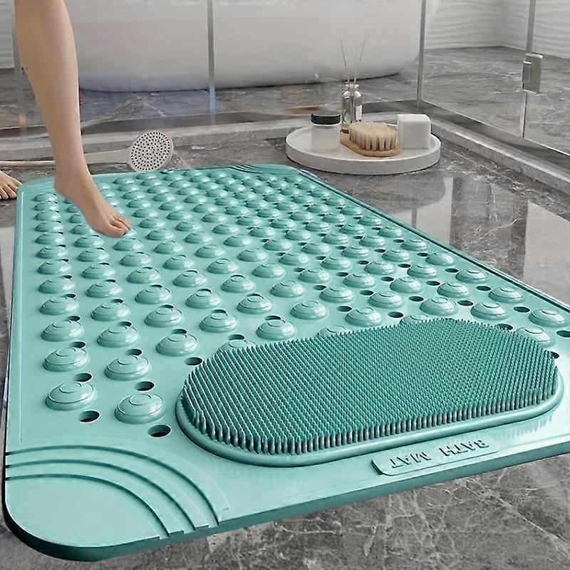 1pc non-slip shower mat, bathtub mat with drain holes and suction cups, foot massage shower rug, home bathroom, bathroom necessities.