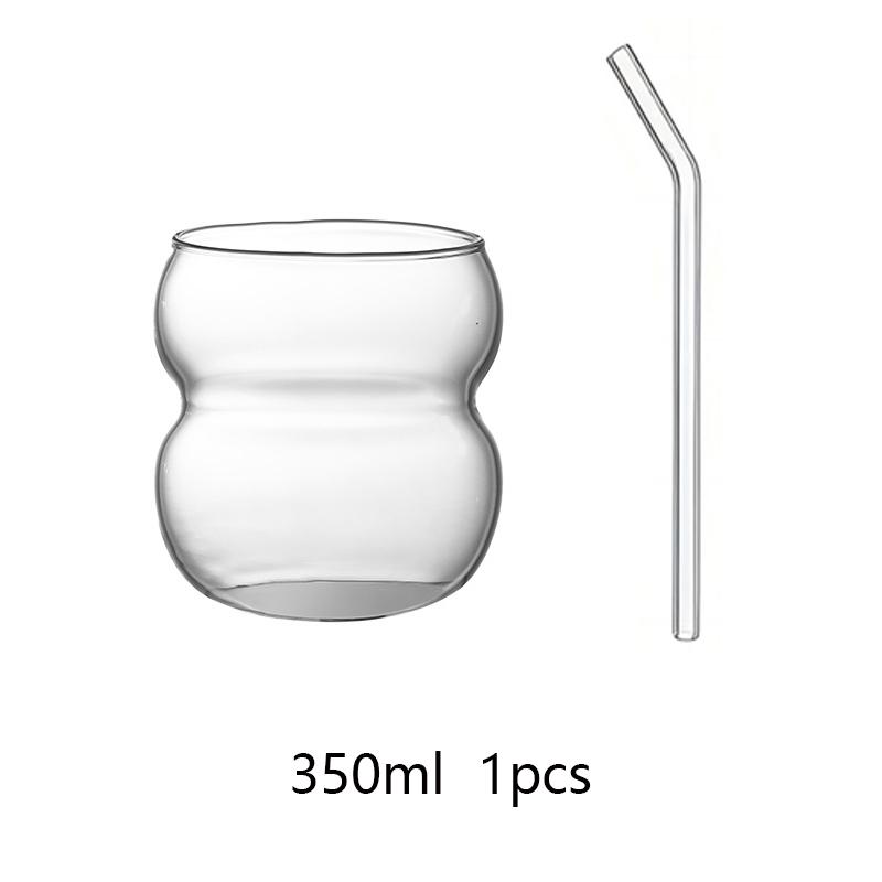 1/2pcs Glass Transparent Straw Cup Iced Coffee Cup With Straw Fruit Juice Cocktail Glass Mug Party Beverage Beer Glasses