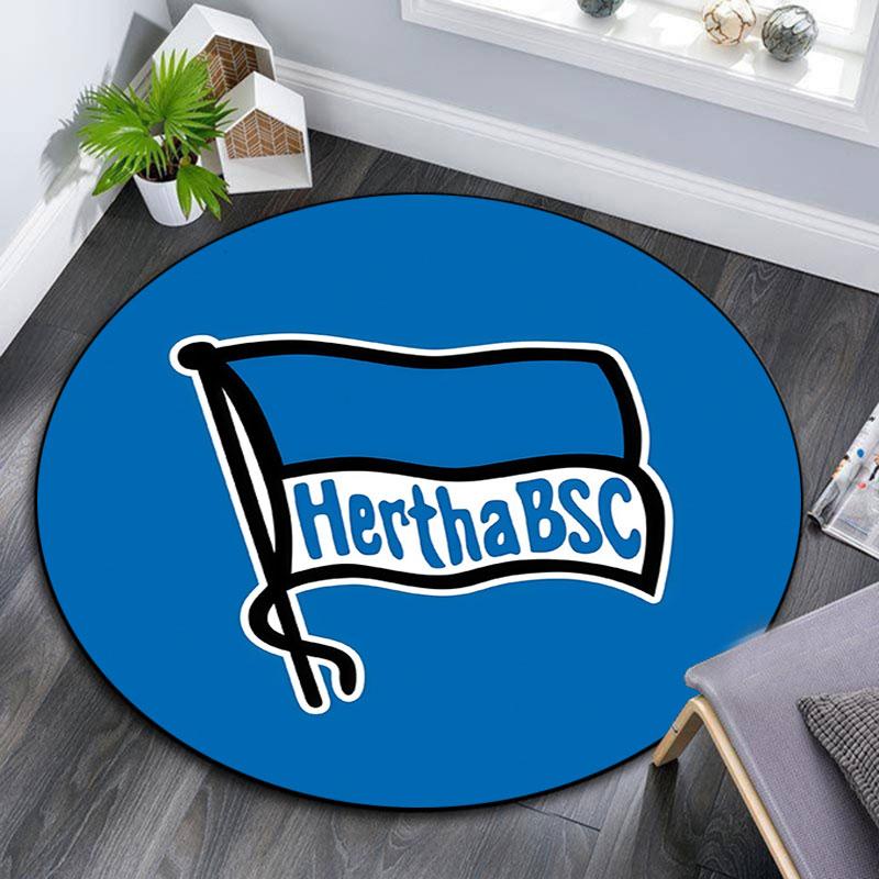 Hertha BSC Berlin Printed Round Rug, Non Slip Washable Circular Carpet For Living Room Bedroom Playroom, Sports Fan Decor, Holiday Birthday Gift