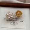 Flowers Surrounded By Pearl Stud Earrings Three-Dimensional Light Luxury Elegant Temperament Personality Versatile High-End Earrings