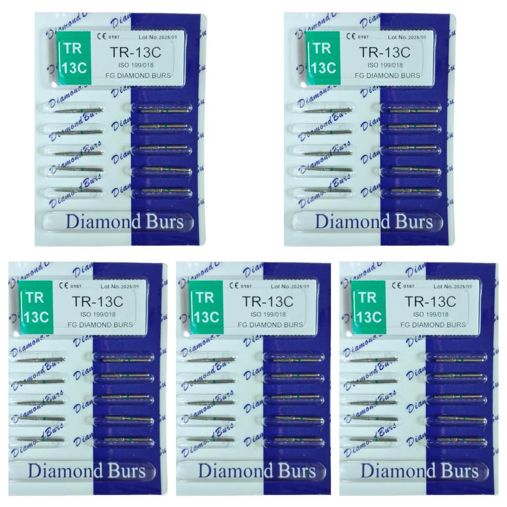 50pcs Dental High Speed Burs High Speed Handpiece Turbine Diamond Burs Diamond Polishing Tooth Preparation Dentist Material