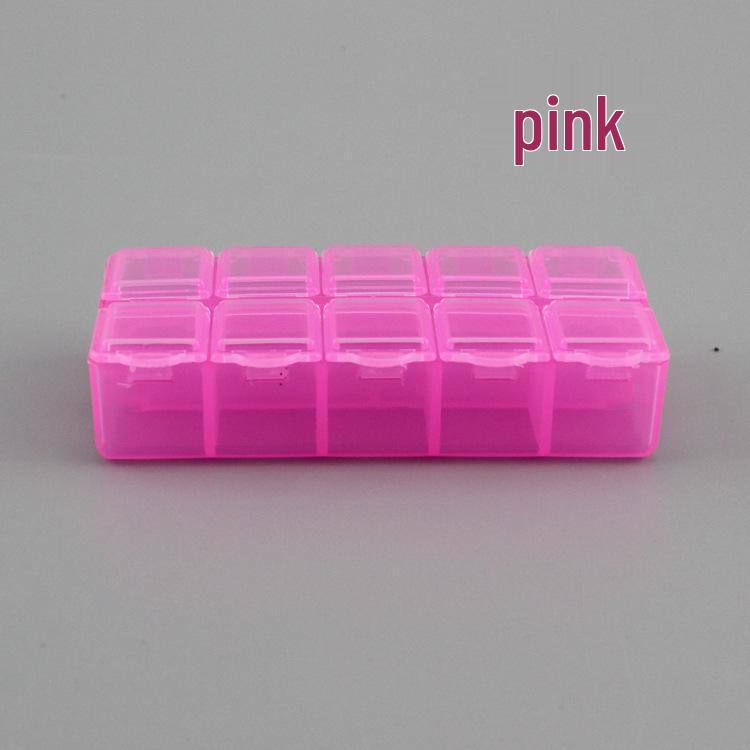 

10-Compartment Plastic Organizer Box for Jewelry, Electronics, and Rhinestones with Independent Lid Opening